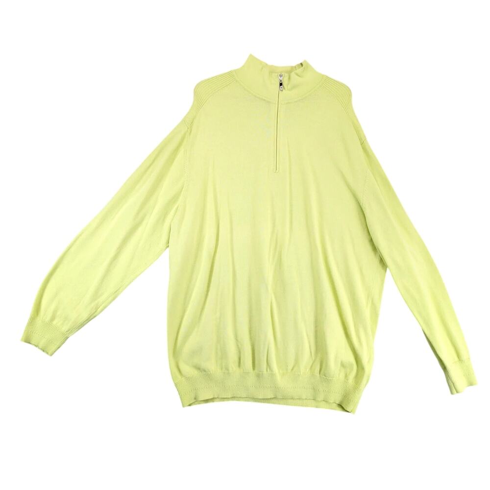 Tiger Woods Collection Men's XXL 1/4 Zip Knit Sweater Lime Mock Neck Sporty Golf